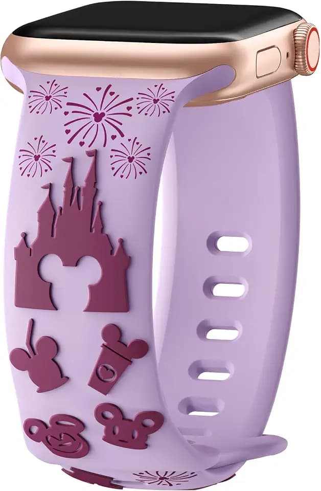 Cartoon 3D Embossed Band Compatible with Apple Watch Bands 40mm 38mm 44mm 45mm 41mm 42mm 49mm Women, Two-Tone Soft Silicone Sport Strap for iWatch Series 10 9 8 7 6 5 4 3 2 1 Ultra