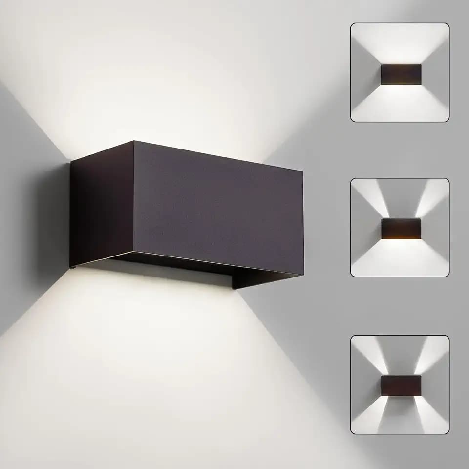 LED Wandleuchte Wandlampe innen aussen, Außenlampe Anthrazit Außenleuchte Wand, 6000K Kaltweiß Up Down Aussenlampe Aussenleuchte IP65 Außenwandleuchte Ausenbeleutung Hauswand Balkon Außen