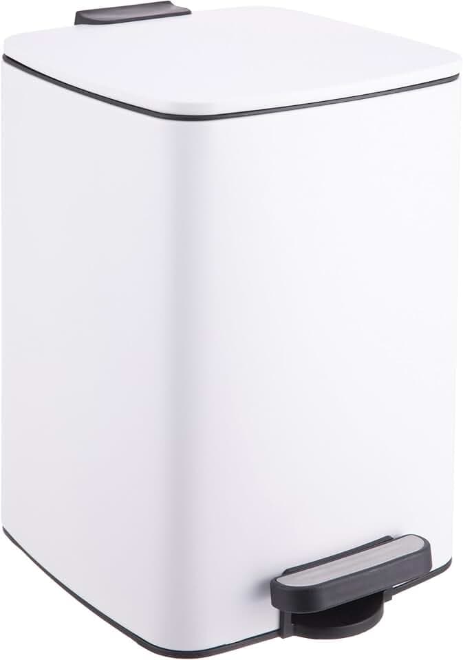 Relaxdays Mülleimer Küche, 12 Liter, Absenkautomatik, weiß