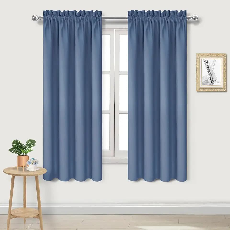 DWCN Blackout Curtains for Bedroom 42 x 72 Inch Long Dusty Blue 2 Panels