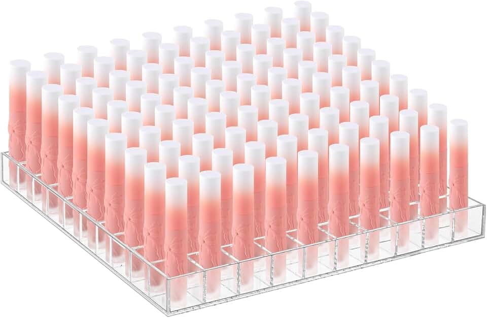 Mumufy Lipstick Holder Clear Acrylic Makeup Organizer Display, 100 Slot