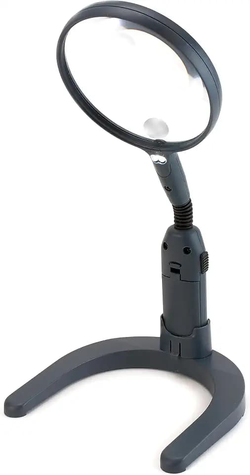 Carson MagniLamp 2x Stand-/Handlupe mit LED und 3,5x Spotlinse (GN-55), Transparent / Silberfarben