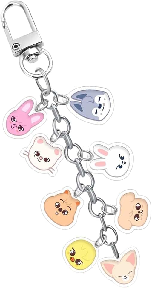 Stray Kids Schlüsselanhänger, Acryl-Schlüsselanhänger, Stray Kids Anhänger Sc-hlüsselanhänger, Skzoo Karikatur Keychain, 8Pcs Kinder Anhänger Schlüssel, für Kpop Fans, Jungen Und Mädchen