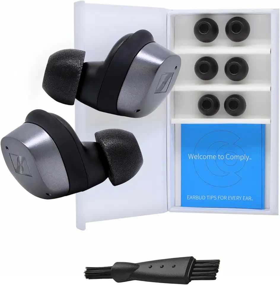 Comply TrueGrip Premium Memory Foam Replacement Ear Tips, Black (S/M/L)