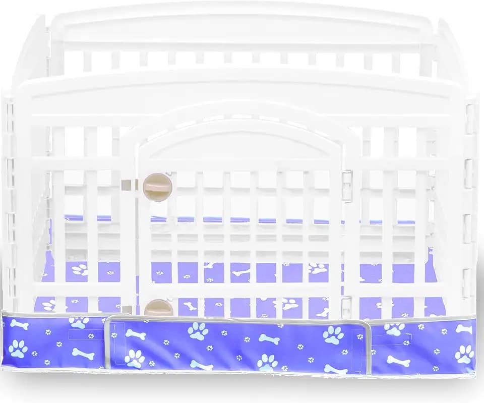Dog Playpen Bottom Pad Fits for 36 Inch 4 Panels Exercise Pet Playpen, Dog Crate Pad Puppy Playpen Pad, Hoop and Loop Design (Note: Playpen Not Included). -Blue