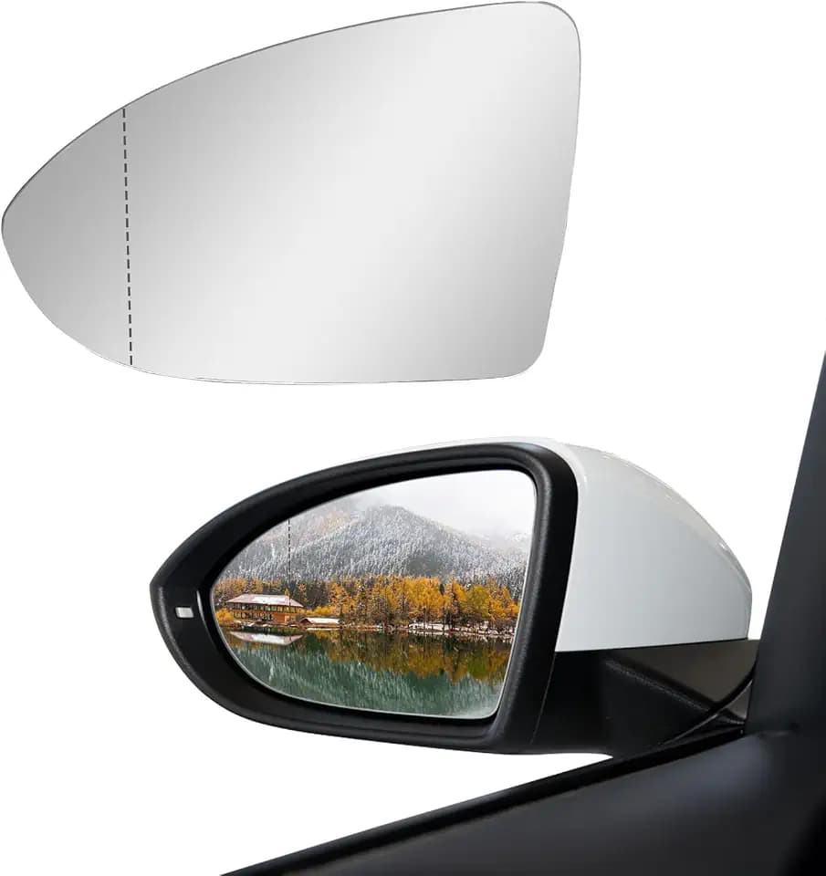 Driver Left Side Heated Mirror Glass - Compatible With Volkswagen VW Golf MK7, GTI, R, SportWagen, Alltrack, Jetta