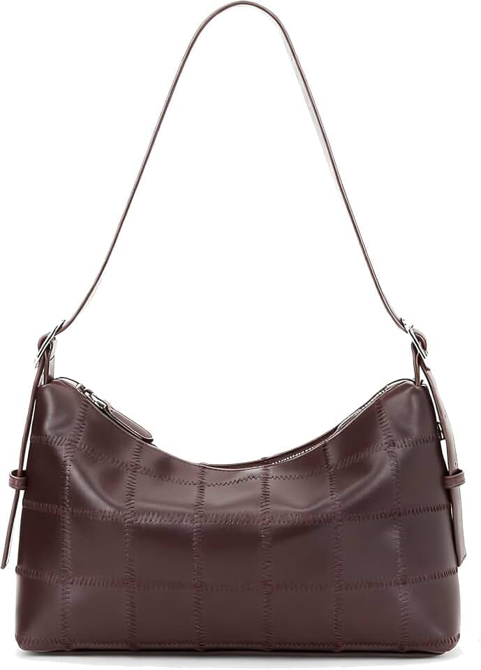 hibear Checkered Shoulder Bag for Women Classic Black and White Purse Trendy Crossbody Purse Leather Totes Hobo Handbag