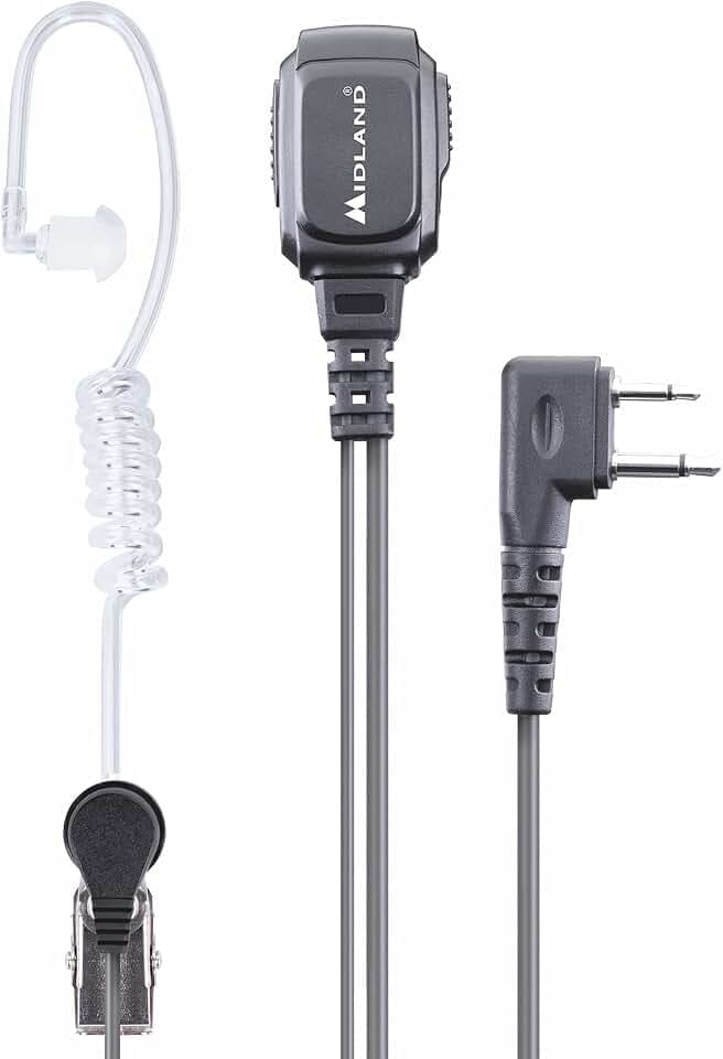 Midland MA31-L, Mono-Headset mit Pneumatischem Mikrofon, Funk-Zubehör mit Dual Jack/Pin, Midland PTT- und VOX-Umschaltung