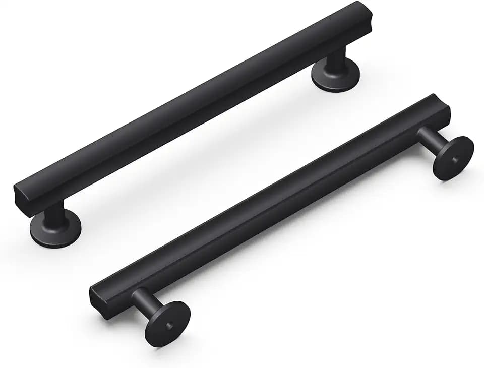 Hickory Hardware 1 Pack Solid Core Kitchen Cabinet Pulls, Luxury Cabinet Handles, Hardware for Doors & Dresser Drawers, 6-5/16 Inch (160mm) Hole Center, Matte Black, Woodward Collection