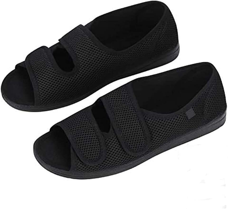 Damenhausschuhe, Diabetiker, verstellbar, orthopädisch, Sandalen, offener Zehenbereich, breiter Hausschuh, Klettverschluss, für ältere Menschen, geschwollene Füße, Arthritis, Ödeme, Swill, Pantoffel,