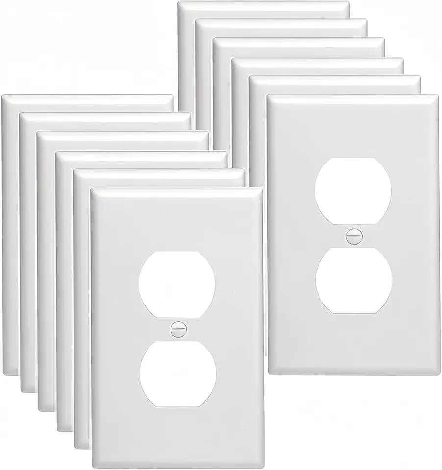 Outlet Covers Wall Plates -Duplex Outlet Covers, 1-Gang Standard Size Wall Plate for Outlets, Duplex Receptacle Wall Plate,Unbreakable Polycarbonate Thermoplastic,UL Listed (12-Pack,White)