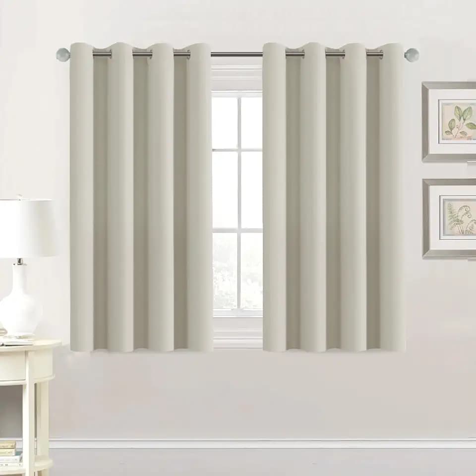 H.VERSAILTEX Premium Blackout Thermal Insulated Room Darkening Curtains for Bedroom/Living Room - Classic Grommet Top (2 Panels, Ivory/Cream, 52 Inch by 45 Inch)