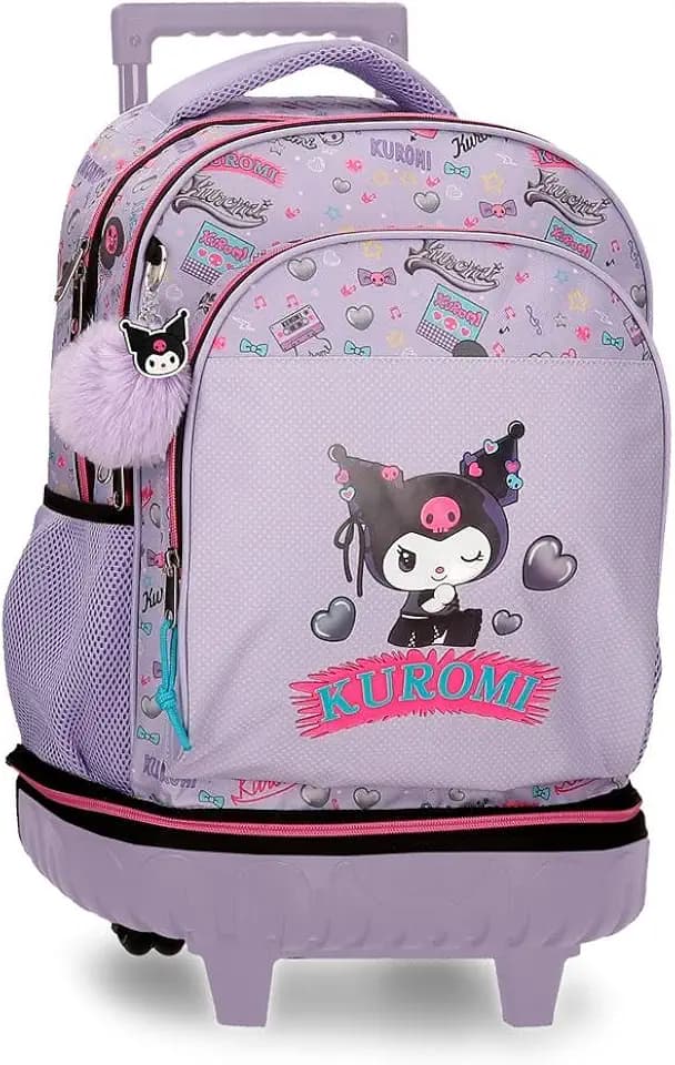 Kuromi Sanrio Retropop 2-Rad-Rucksack, abnehmbar, kompakt, Violett, 32 x 45 x 21 cm, Polyester 30.2L
