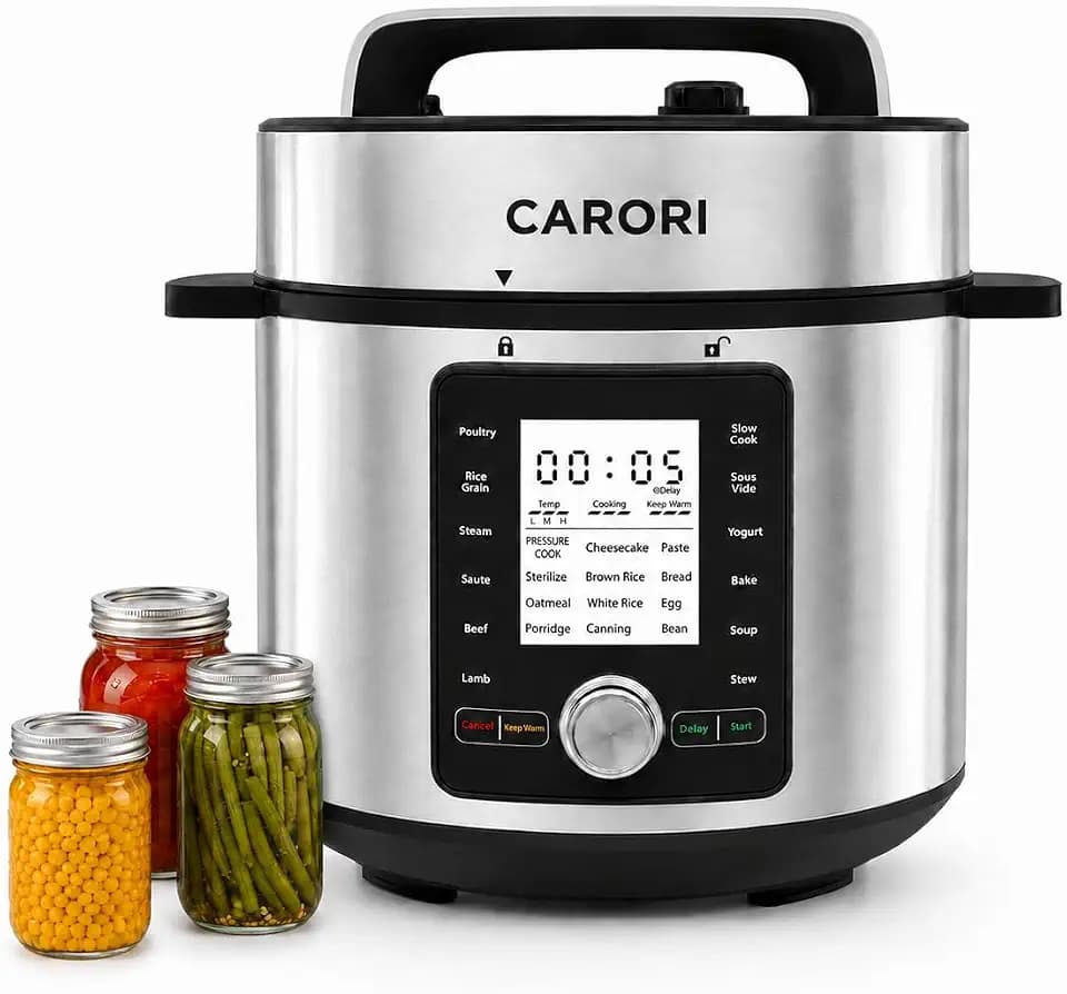 CARORI 8QT Electric Pressure Cooker, 24 Programs, Touch and Dial Control
