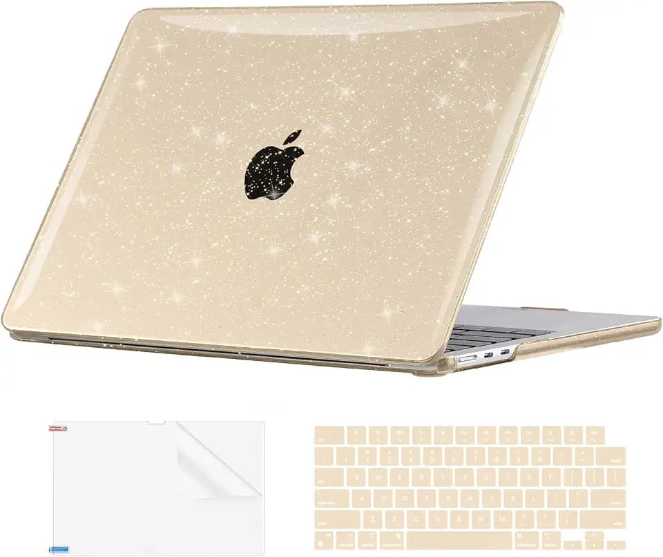 EooCoo Sparkly Case for MacBook Air 13 inch M5/M4/M3/M2 2026-2022 Starlight
