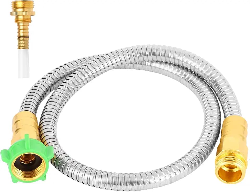 304 Stainless Steel Metal Short Garden Hose Flexible, Portable & Lightweight Kink Free Garden Water Outdoor Hose (6 ft)