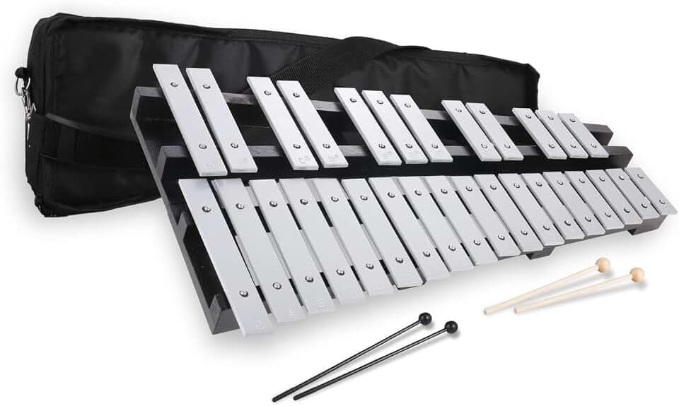 30 Noten Faltbares Glockenspiel Xylophon, Percussion Instrument Kit für Erwachsene und Kinder, inklusive 2 Schlägeln und Tragetasche