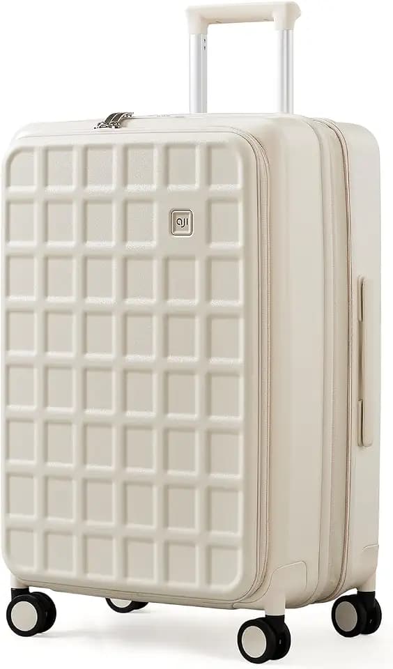 Expandable Top Opening 24 Inch Checked Luggage with Spinner Wheels, Large Suitcase with TSA Lock, Hard Shell Travel luggage Suitcases for Men Women, for 12+Days Travel, Coconut White