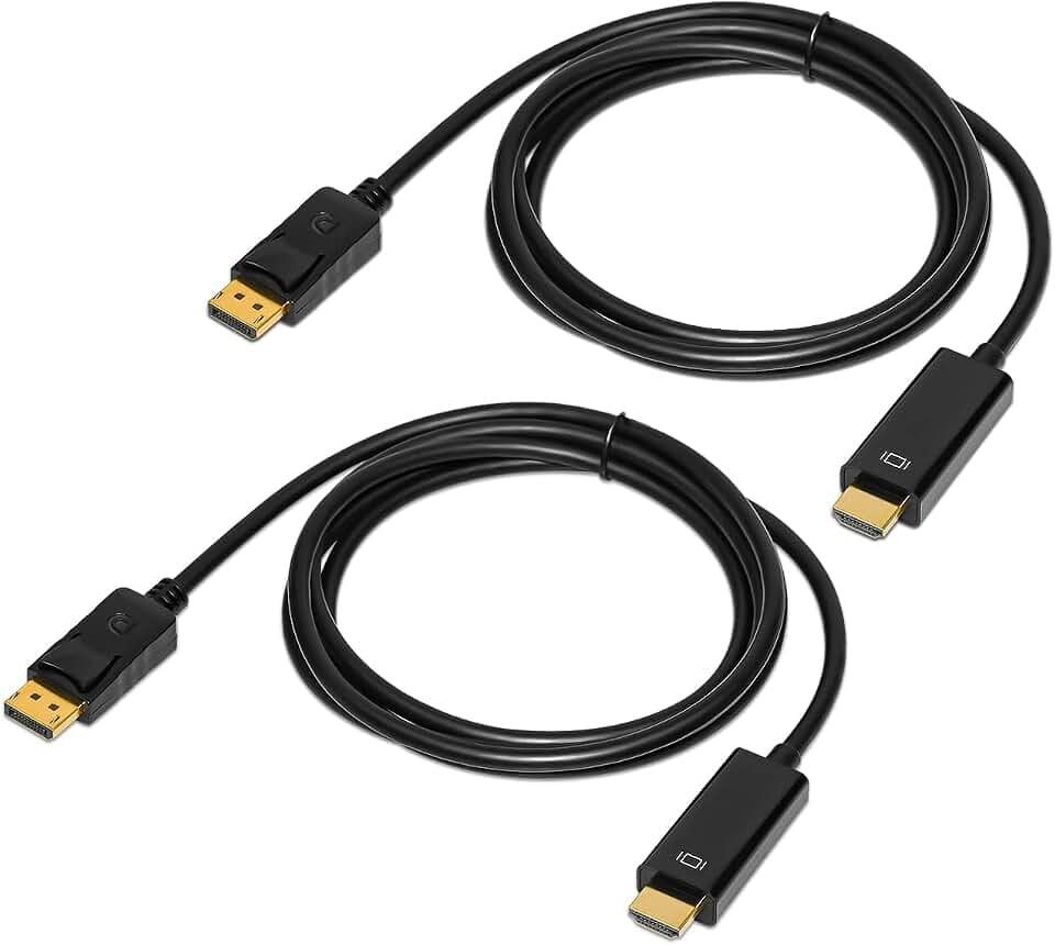 4K Displayport to HDMI Cable 6 Feet 2-Pack