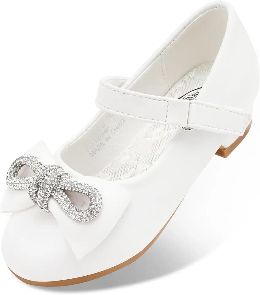 Stelle Dress Shoes for Girls Rhinestone Bow Low Heels for Party