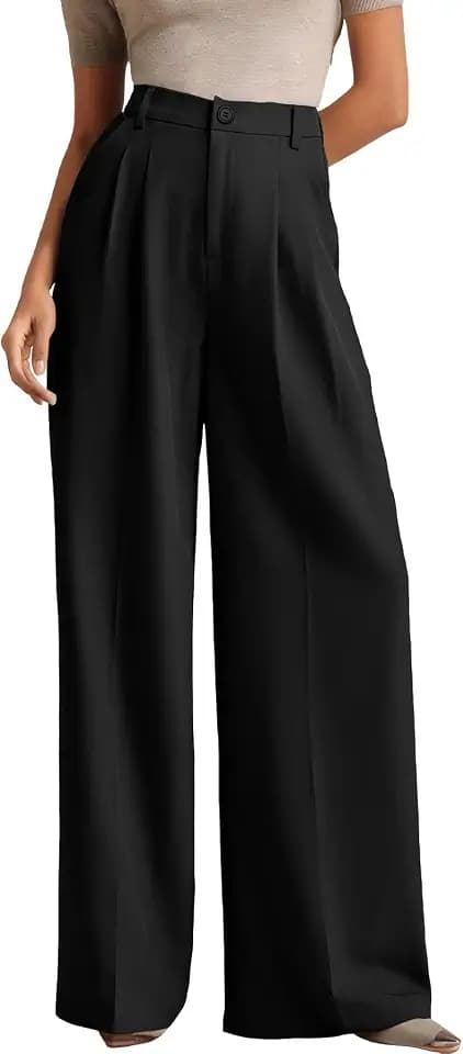ELLEVEN Women's High Waisted Wide Leg Dress Pants Black Small