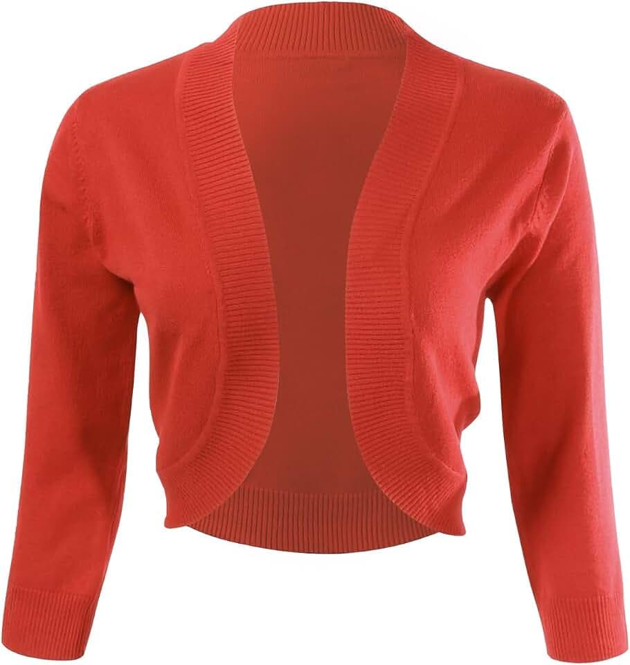 Allsense Women's 3/4 Sleeve Bolero Shrug for Dresses