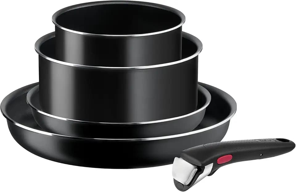Tefal Ingenio Easy On Pfannen-Set, 2-teilig, 22/28 cm + 2 Stielkasserolle 16/20 cm + abnehmbarer Griff, nicht induktionsgeeignet, antihaftbeschichtet, Titanbeschichtung, spülmaschinenfest