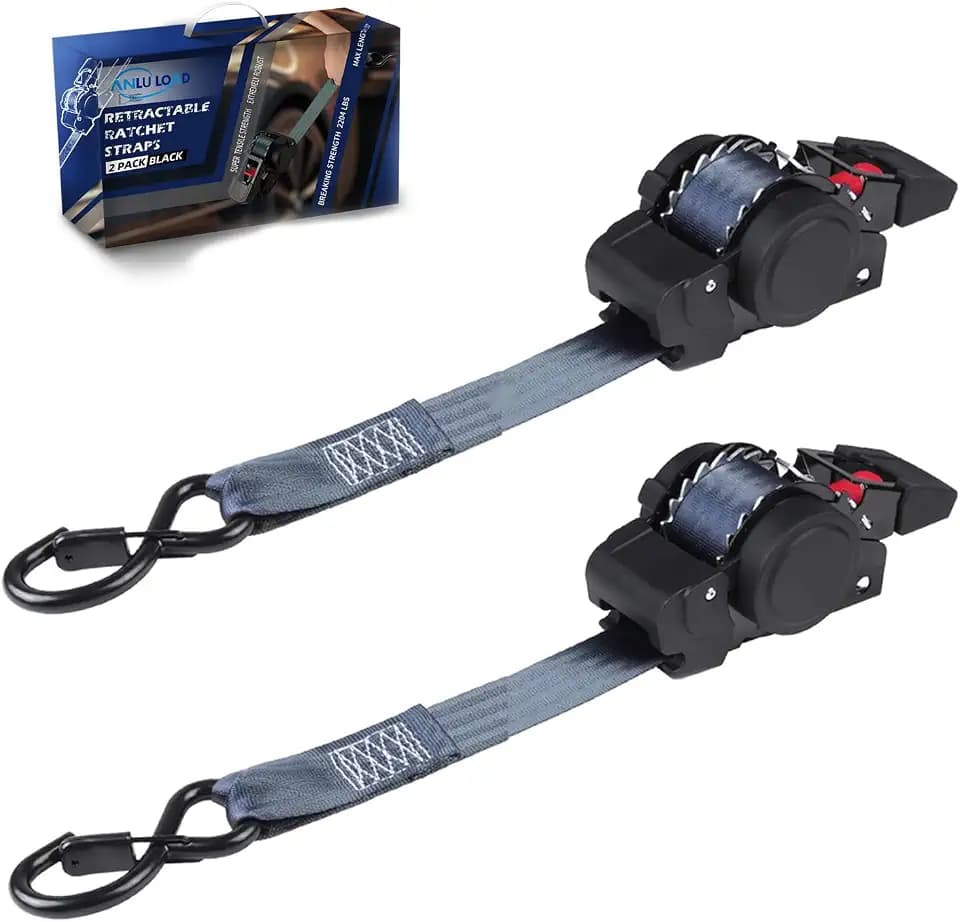 ANLULOAD Retractable Ratchet Strap, 1.5In*13Ft,Single Style,BS:2204Lbs,2pcs