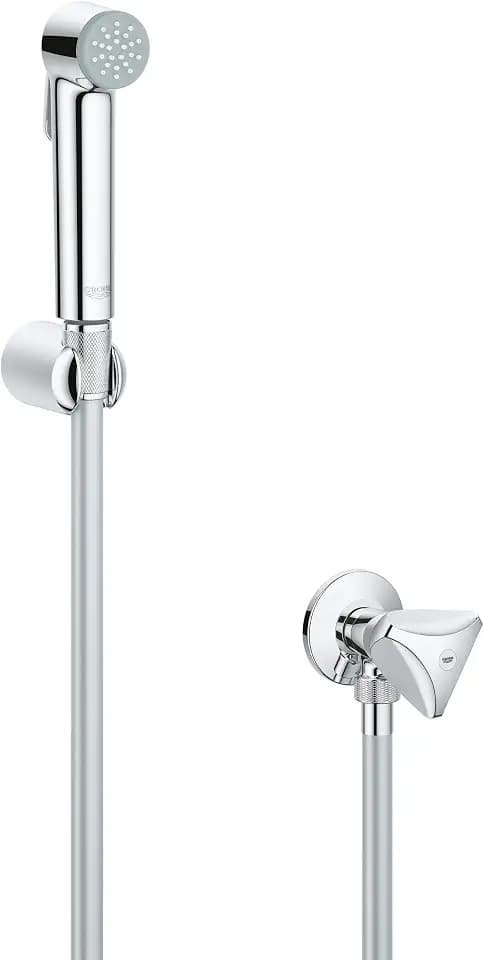 Grohe Tempesta-F Trigger Spray 30 Wandhalterset mit Absperrventil 1 Strahlart, 26357000 Silber