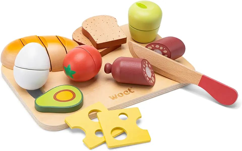 Woet Schneidbares Holz-Frühstücksset, 8 Teile
