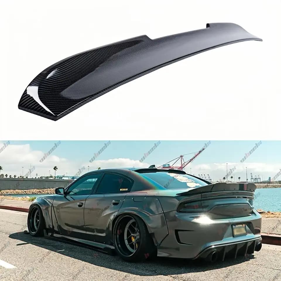 Rear Window Rooftop Spoiler Compatible with 2015-2024 Dodge Charger All Model, V Style Wing Fits for 15-24 GT Pursuit R/T SRT SRT8 SXT Scat Pack SE Enforcer Daytona (Carbon Fiber Pattern)