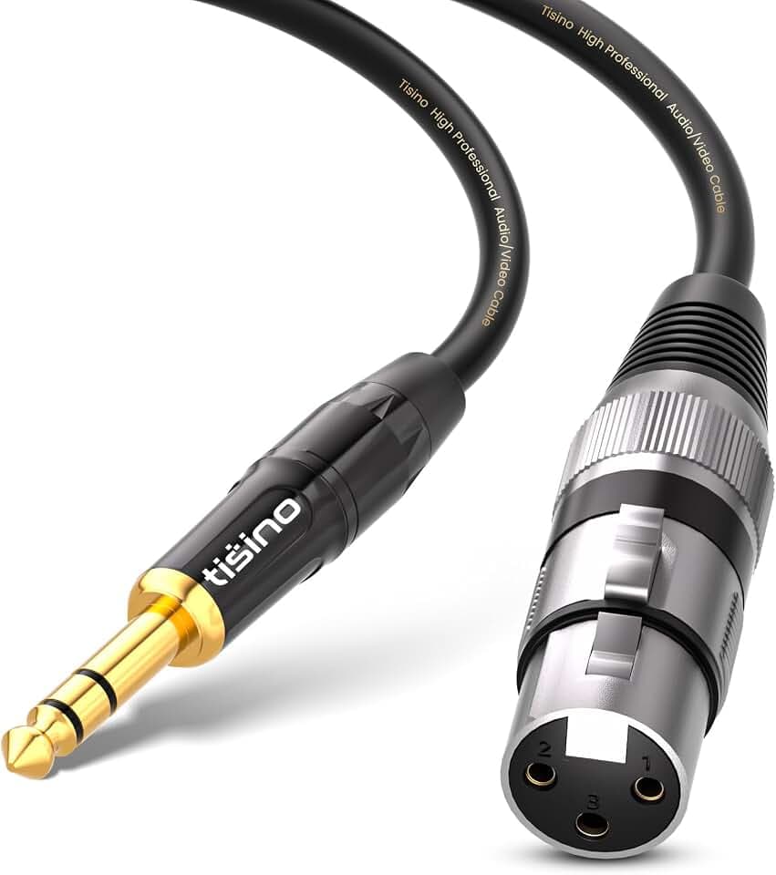 Tisino Female XLR to 1/4'' TRS Microphone Cable, 6.35mm Stereo Jack to 3-pin XLR Female Balanced Interconnect Micphone Cable - 6.6FT