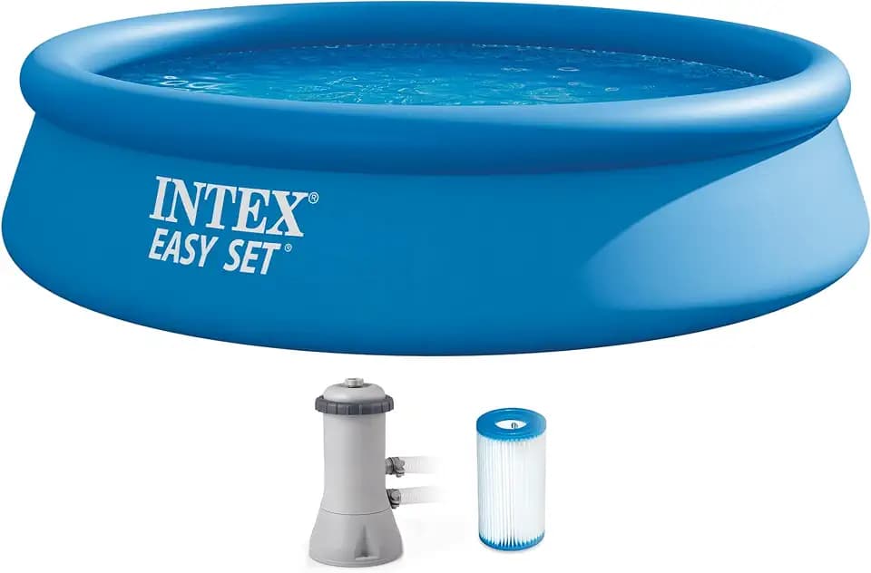 INTEX 28131EH Easy Set Inflatable Swimming Pool Set: 12ft x 30in – Includes 530 GPH Cartridge Filter Pump – Puncture-Resistant Material – 1485 Gallon Capacity – 23in Water Depth