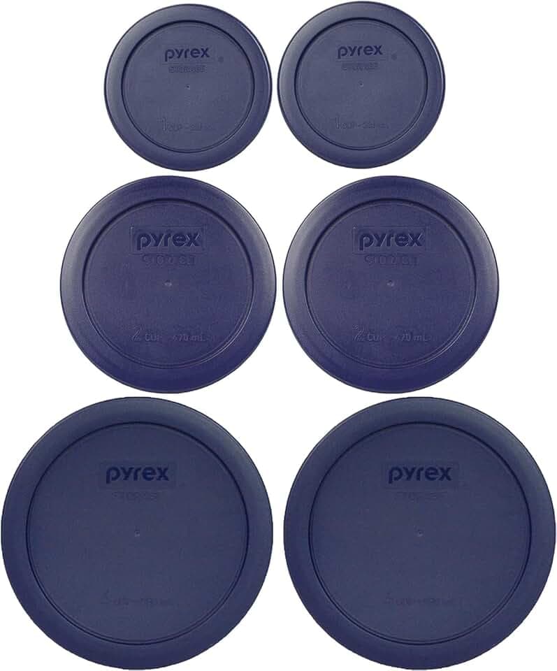 Pyrex 6 Piece Blue Food Storage Lid Set - Made in USA