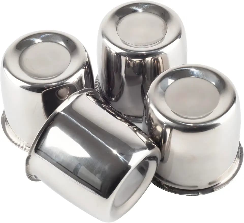 4Pcs 3.31" Stainless Trailer Wheel Center Caps, 3.03" H Chrome