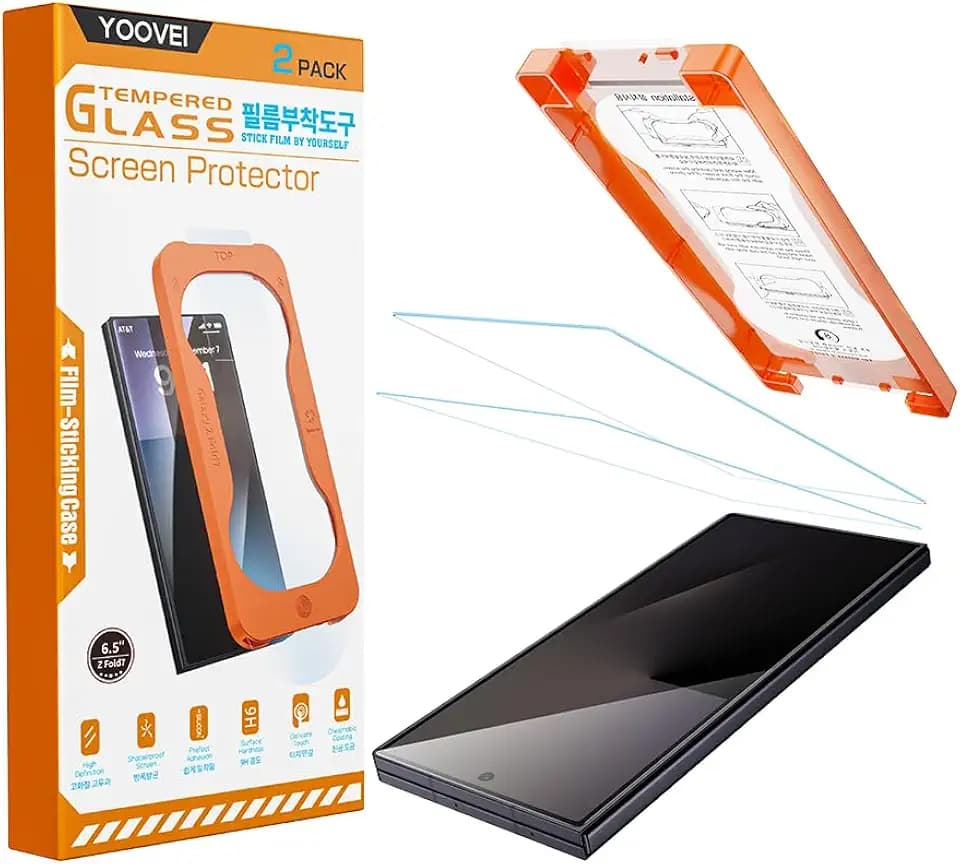 2 Pack for Samsung Galaxy Z Fold 8 Ultra/Z Fold 7 Front Screen Protector, 9H+ Hardness Tempered Glass Full Edge Coverage, Military-Grade Shatter Protection, HD Clear & Sensitive Touch, Easy Installation
