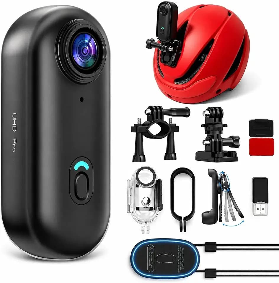 JETO 4K Mini Body Camera, Motorcycle Camera Clip-On POV Cam WiFi