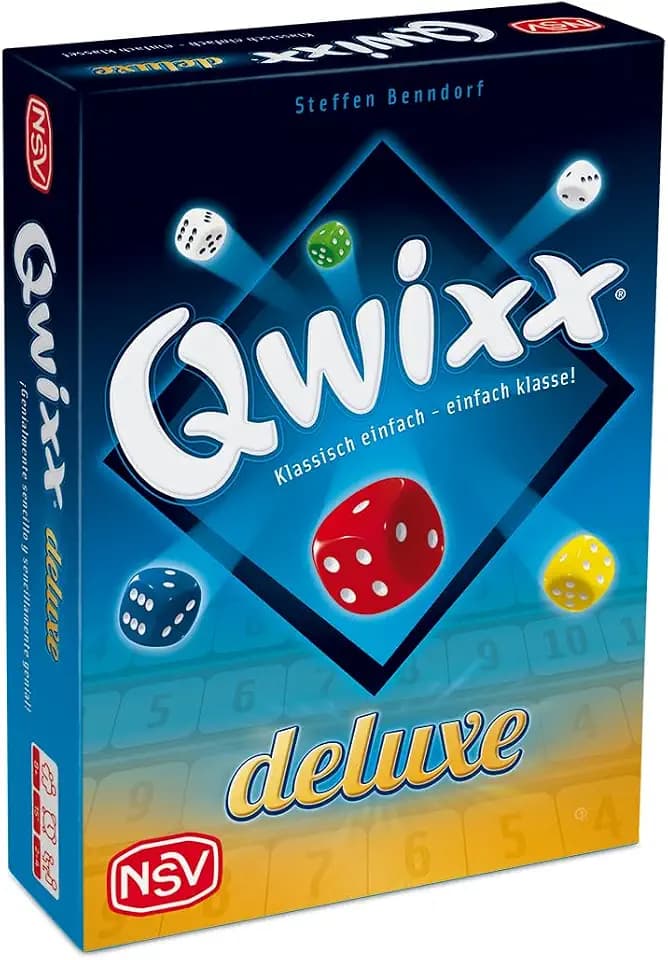 NSV QWIXX Deluxe - Würfelspiel, abwischbare Tableaus und Stifte