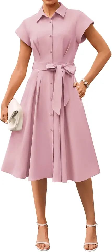 GRACE KARIN Womens Summer Work Business Casual Midi Shirt Dresses