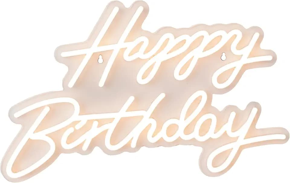 Relaxdays LED Schild, Happy Birthday, leuchtende Geburtstagsdeko, warmweiß