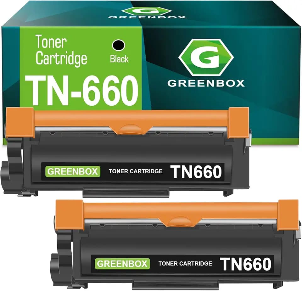 GREENBOX TN660 Black Toner Cartridges for TN-660 TN630 TN-630 Toner, 2 Pack