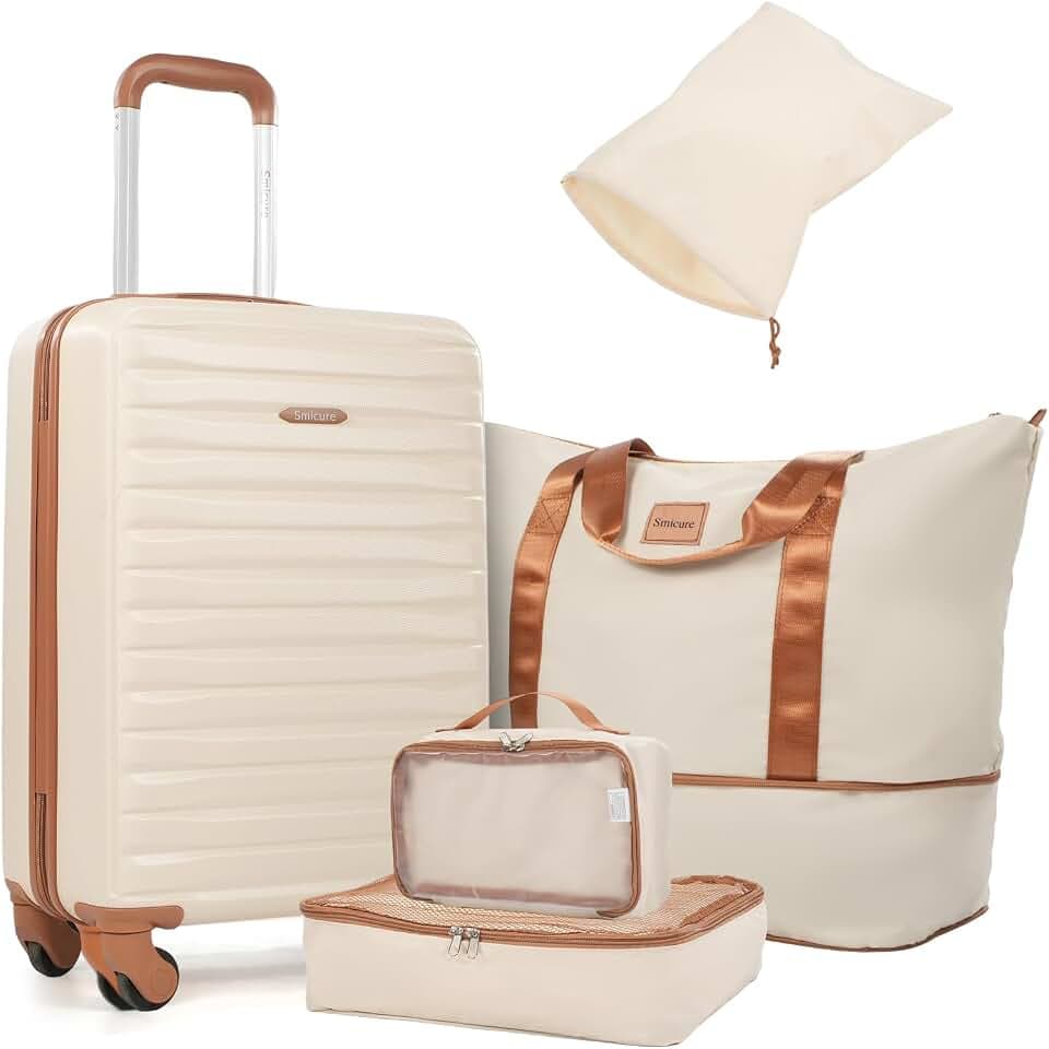 3 Piece ABS+PC Luggage Set, Carry On with Spinner & Duffle