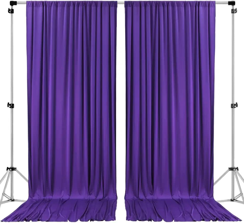 AK TRADING CO. 10 feet x 10 feet Purple Polyester Backdrop Drapes Curtains Panels with Rod Pockets - Wedding Ceremony Party Home Window Decorations (DRAPE-5x10-PURPLE)