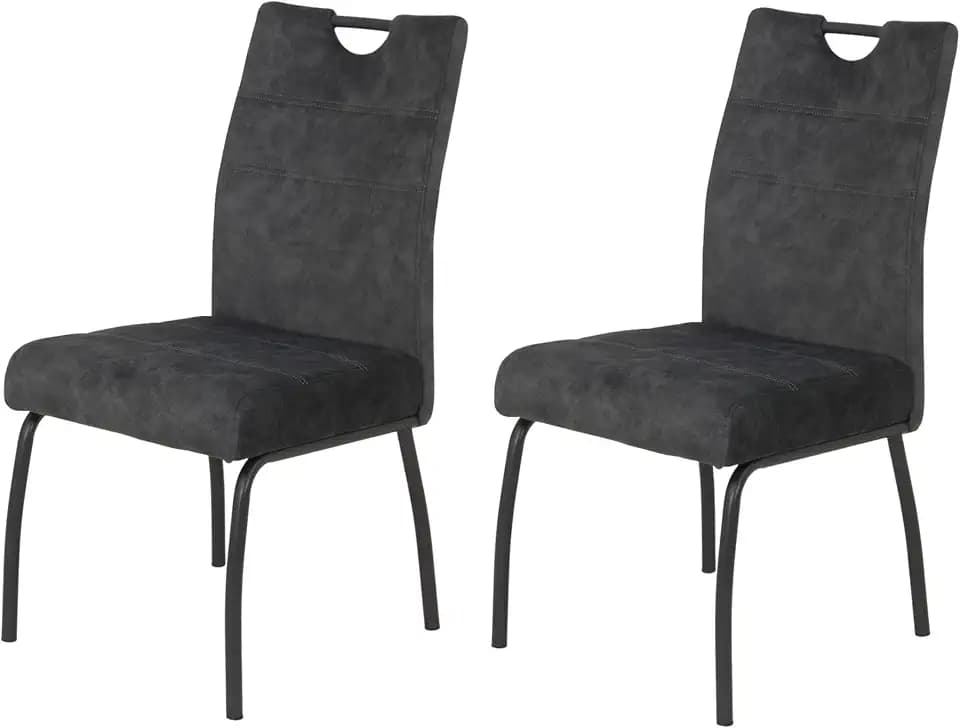 Hela Tische, 2er Set Esszimmerstuhl Evelyn, Bezug Velvet Anthrazit, XL Sitz, Federkorb, 140kg belastbar