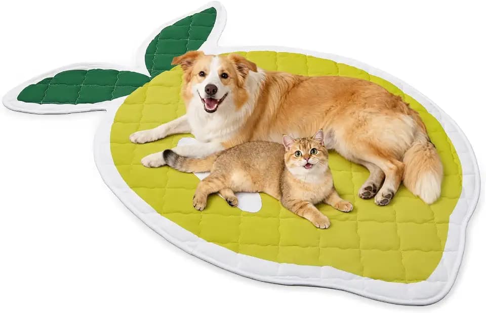 LOOBANI Dog Cooling Mat 40"x60"- Cute Lemon Design Cooling Mat for Dogs (Cool & Warm Side), Waterproof Self-Cooling Mat for Crate, Floor, Car for Medium Dogs, Cats, Pet, Yellow 40x60 in