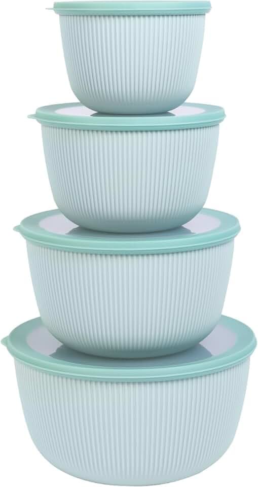 BoxedHome Salatschüssel mit Silikon Deckel 8tlg., BPA-FREE Kunststoff, Grün