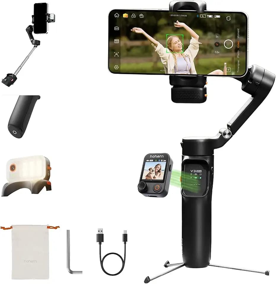 iSteady V3 Ultra AI Faltbarer Gimbal-Stabilisator mit abnehmbarer Fernbedienung Schwarz