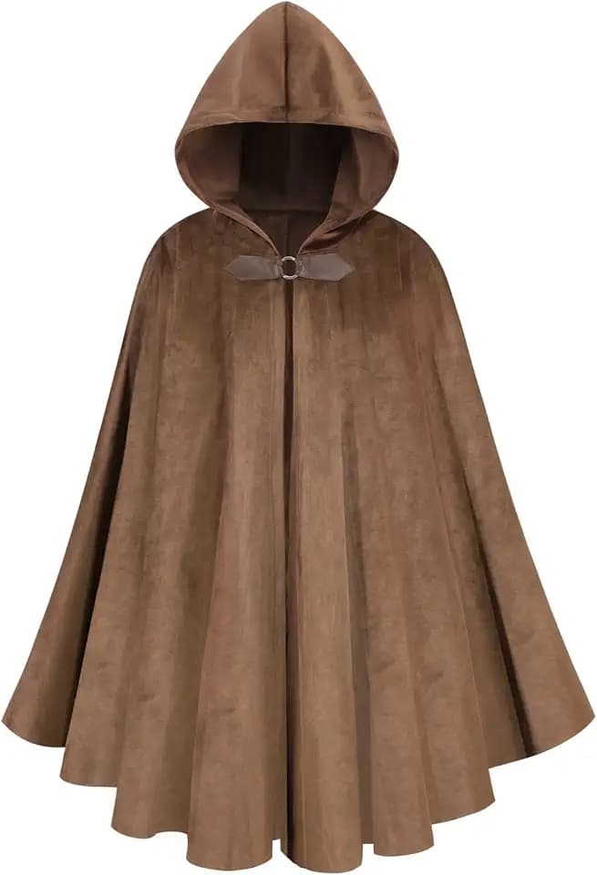 GRAJTCIN Renaissance Hooded Cape Medieval Cloak Hobbit Halloween Costume
