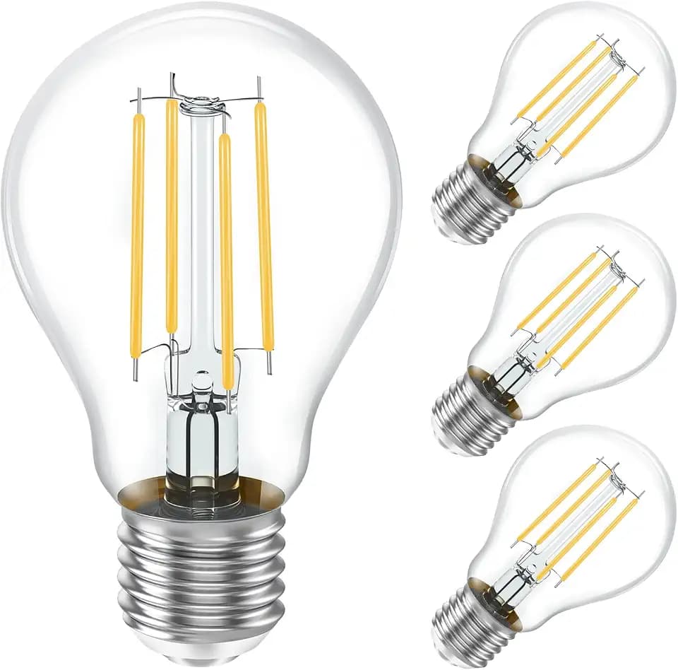 E27 LED Warmweiss Glühbirne, LED Lampe E27 8W Ersetzt 60W Halogenlampen, E27 Vintage Glühbirne 2700k Warmweiß, 400 lm, 360°Abstrahlwinkel Glas, Nicht Dimmbar, Filament Klar, 4 Stück