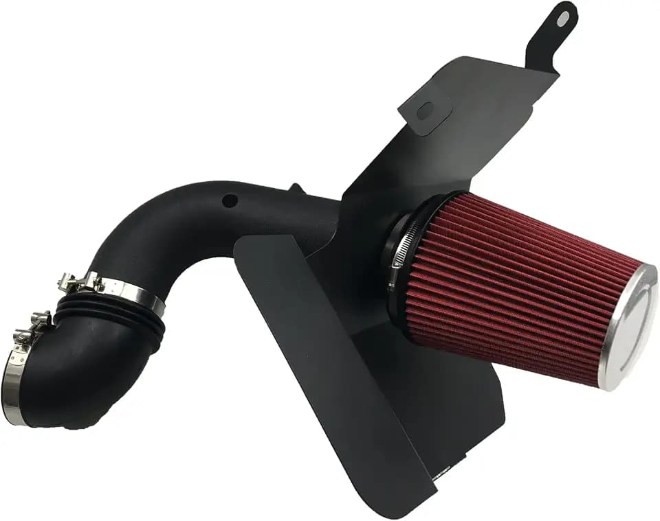 4-Inch Cold Air Intake Kit with Heat Shield + Filter Compatible for Dodge Ram 2500 3500 5.9L L6 Turbo Diesel Engine 2003-2007 (Black Tube & Red Filter)
